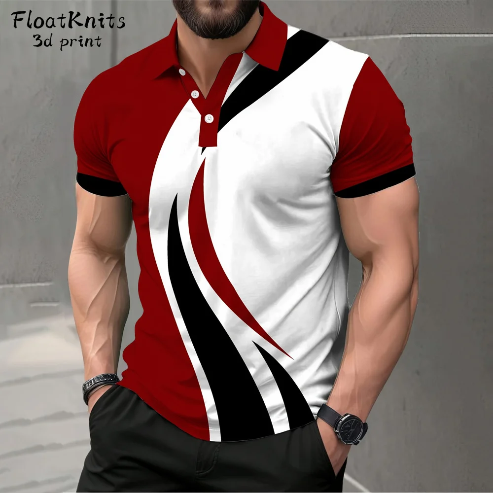 

Men Polo Shirt Stripes Short Sleeve T-shirt Male Breathable Tops Business Turn Down Collar Streetwear Luxury Brand High Quality