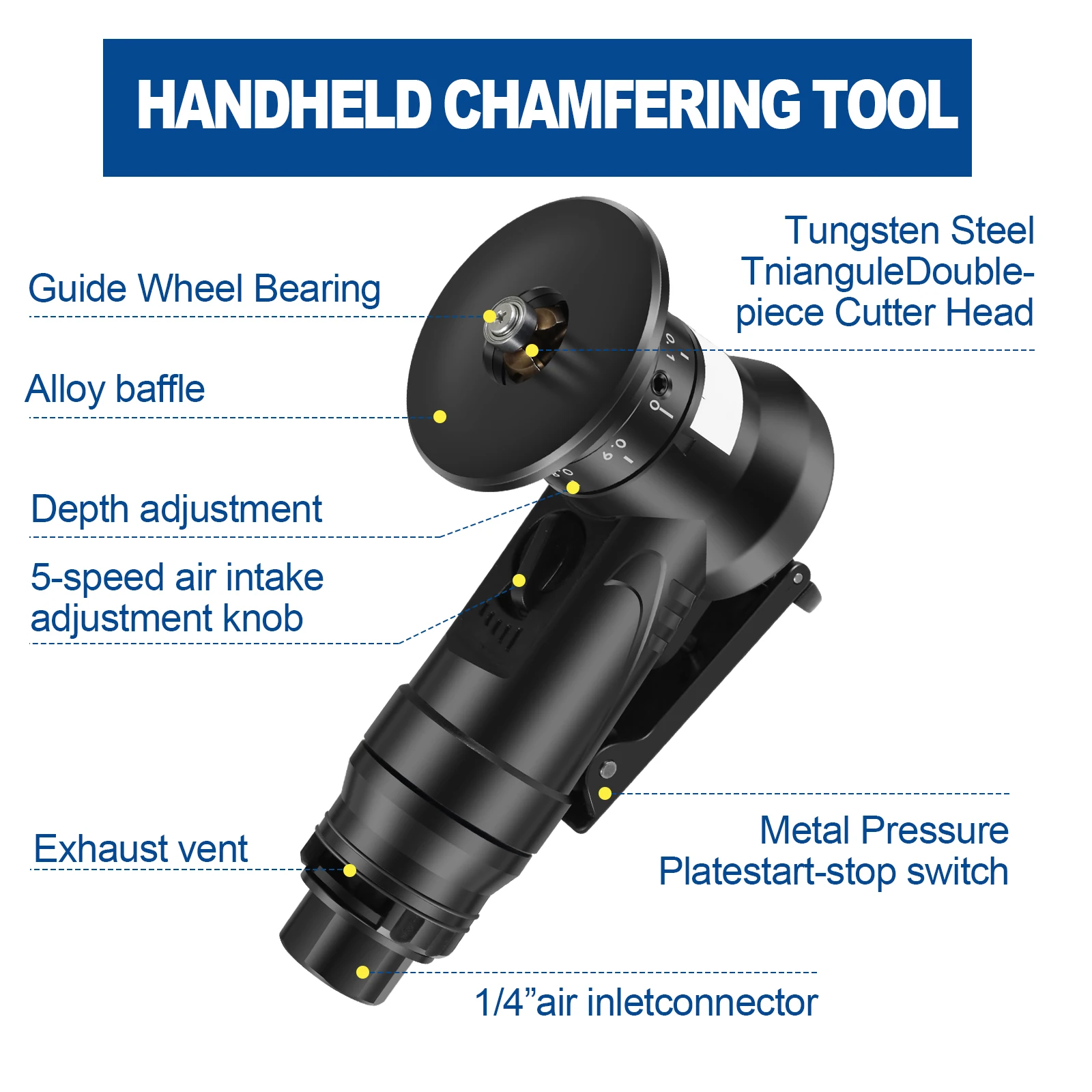 30000RPM Mini Pneumatic Chamfering Machine Linear Chamfering Tools 45° Arc Air Beveling Machine For Metal Trimming Deburring Kit