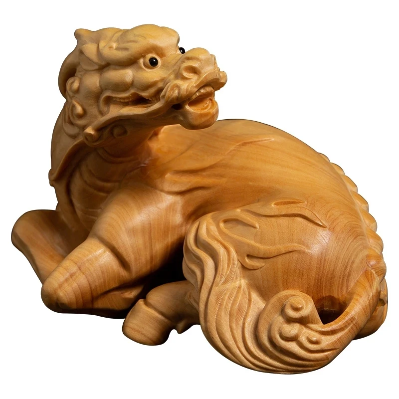 Boxwood 10CM Camel Pen Holder Sculpture Wood Animal Carving Stationery Feng Shui Solid Wood Statue Lucky Home Decor