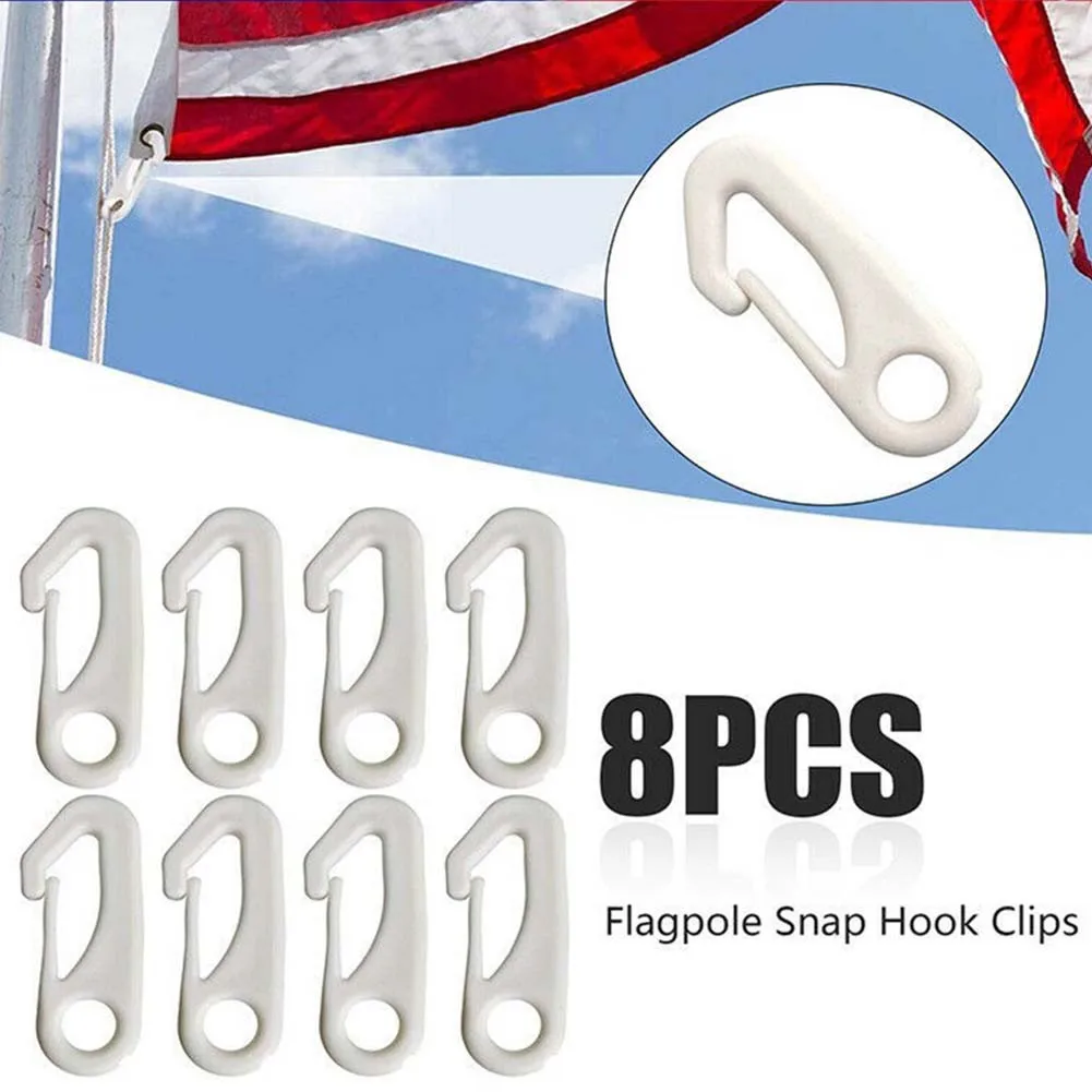 Tool Snap Hook Clips Water Resistant Flag Pole Flagpole Heavy Duty Nti-UV Replace Replacement 8PCS Accessories