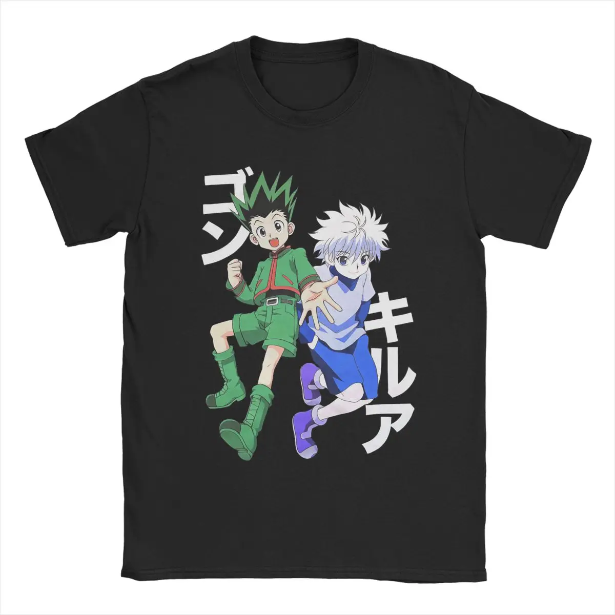 Men T-Shirt HXH Anime Hunter X Hunter Gon Killua Zoldyck Anime Funny Cotton Tees Short Sleeve T Shirt Round Neck Clothes Party