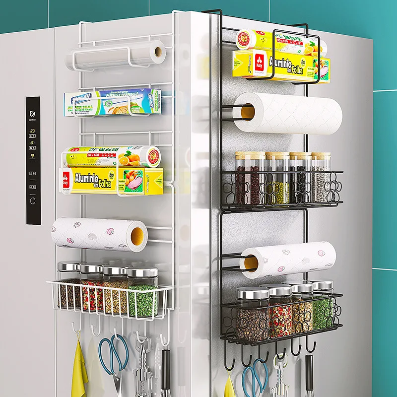 Estante de almacenamiento para refrigerador, organizador de especias, utensilios de cocina para colgar en la pared