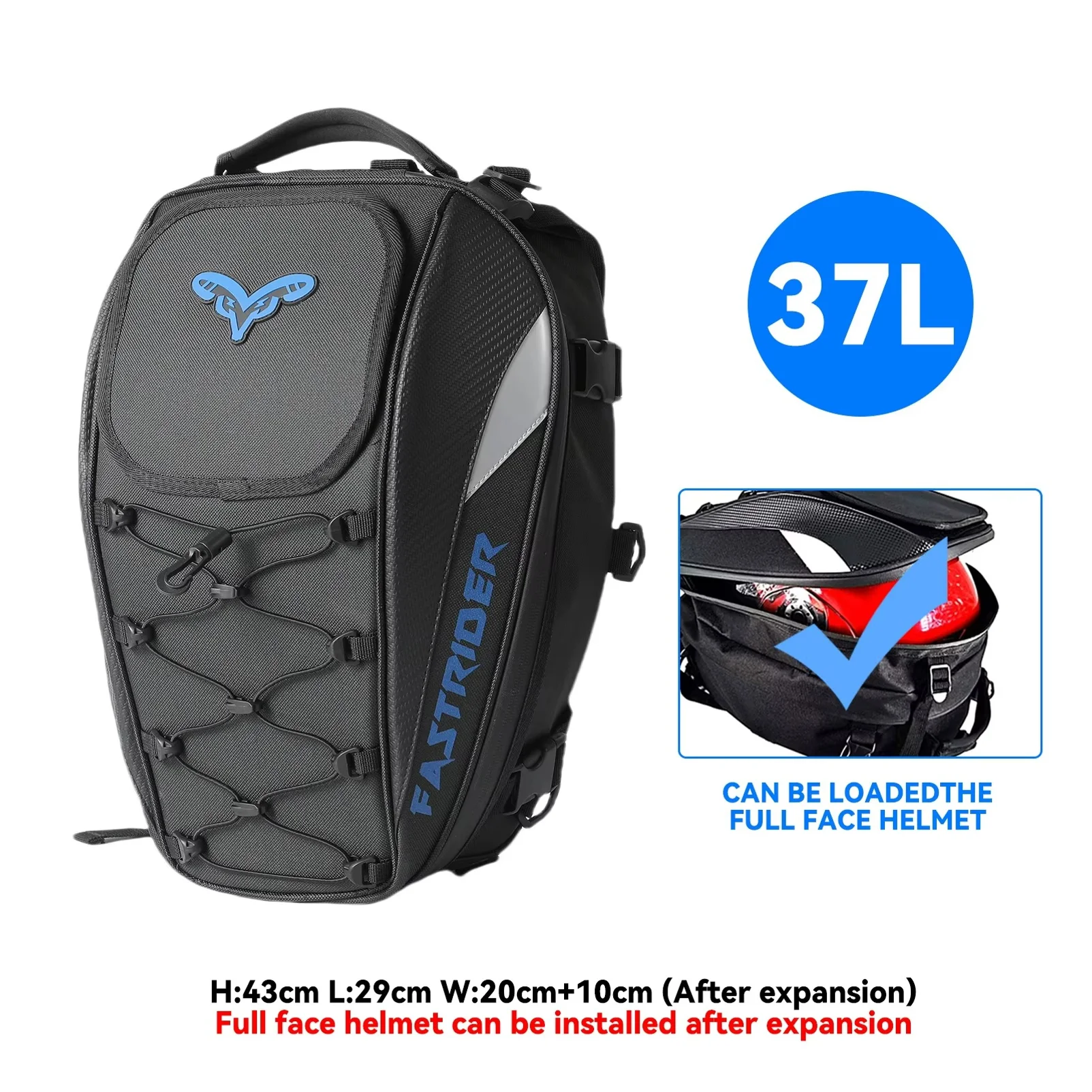 Motorcycle Tail Bag Rear Seat Bag Waterproof 37L High Capacity Multifunctional Backpack With High-visibility Reflective Design