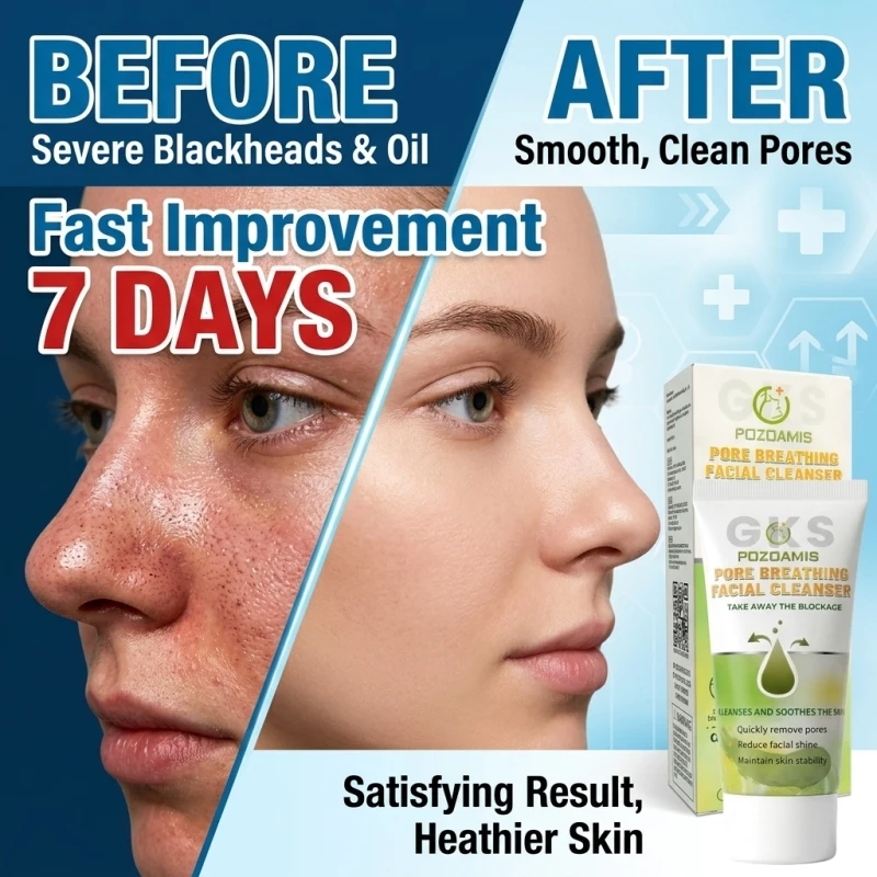 Pore Refining Deep Cleansing Face Cream POZOAMIS Gentle Facial Cleanser Wash Away Surface Impurities Balance Excess Sebum Improve Pore Visual Effect For Home Facial Skin Care