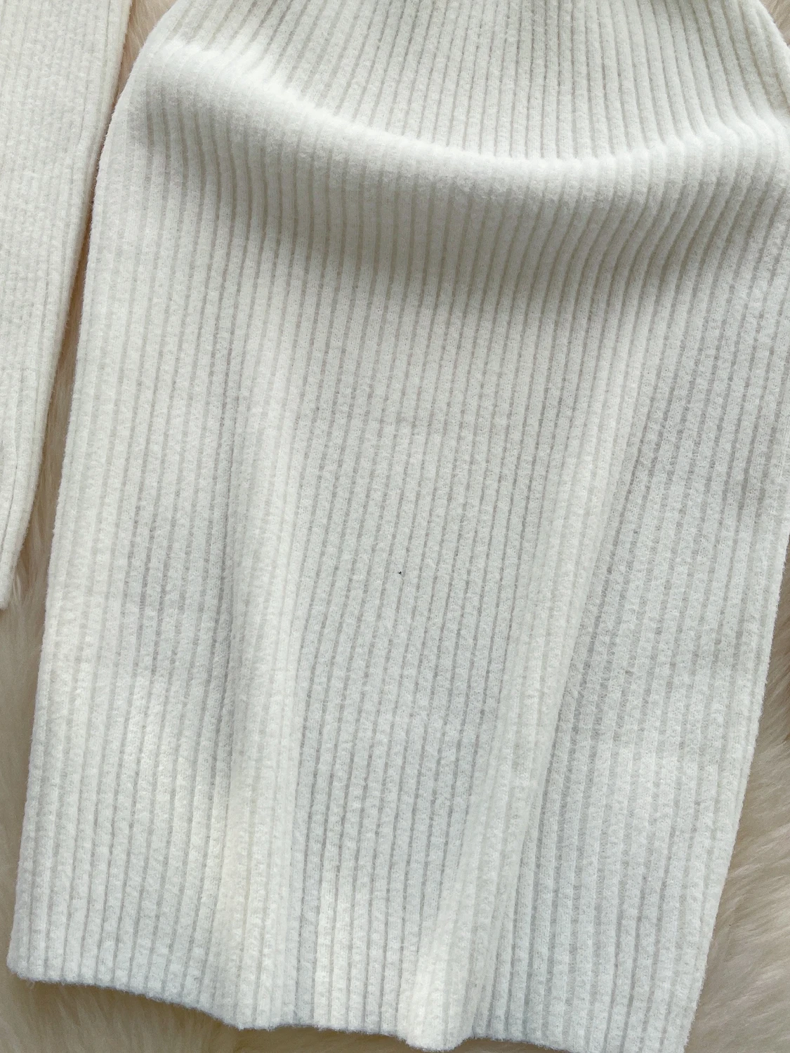 ハイネックバブルスウェット、スリムフィットボディコンスカート、ハイウエストポリエステル繊維通勤服