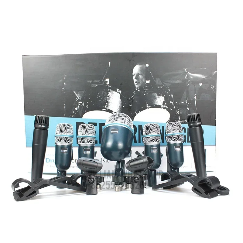 2026  Quality 7 Pieces BETA DMK Instrument Drum Microphone Mic Set Kit for Bass Amp Toms Snare Drum Drum Microphone Set view 2