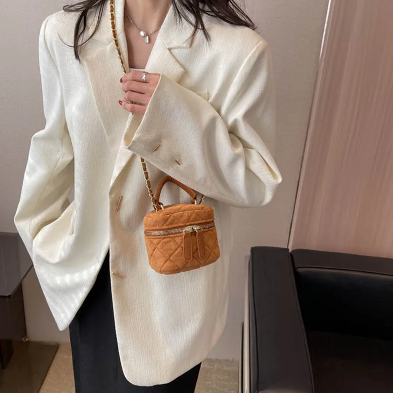 حقيبة يد قطيفة خفيفة صغيرة الحجم ماسية للجنسين، حقيبة كتف كروسبودي، سلسلة دلو، محفظة نسائية