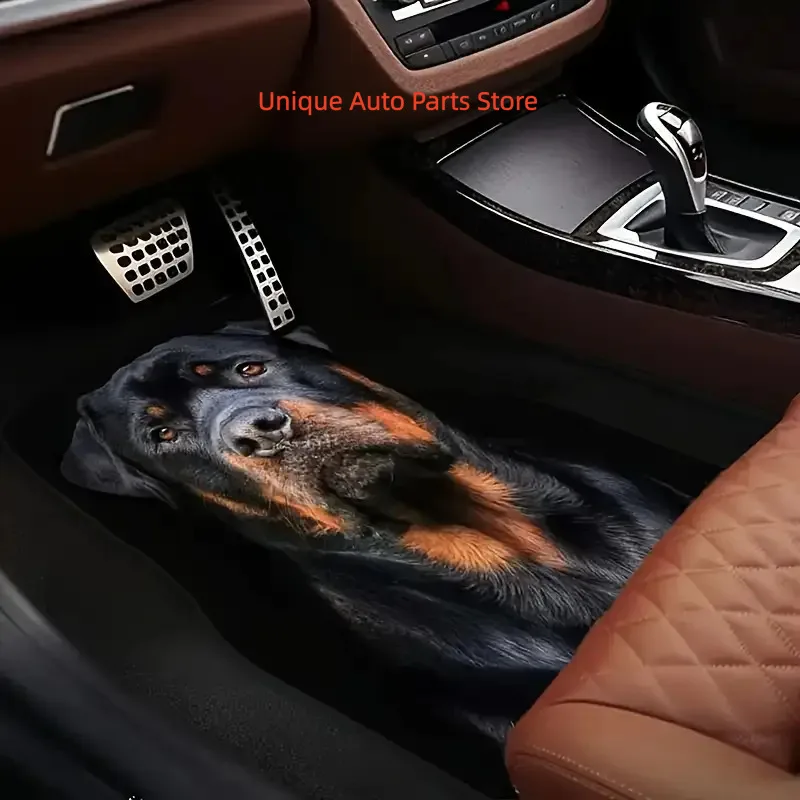 4pcs  Fit Rottweiler Dog Pattern Car Floor Mats Set - Anti-Slip Front& Rear Seat Protection Pads, Vehicle Interior Decor with Pe