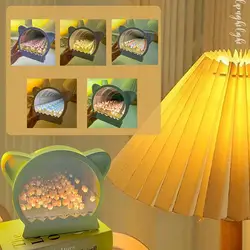 Flower Sea Creative Night Light, Handmade DIY Cat Head Tulipa, 520 Dia dos Namorados Decoração para casa, presente de aniversário para namorada, G8P6