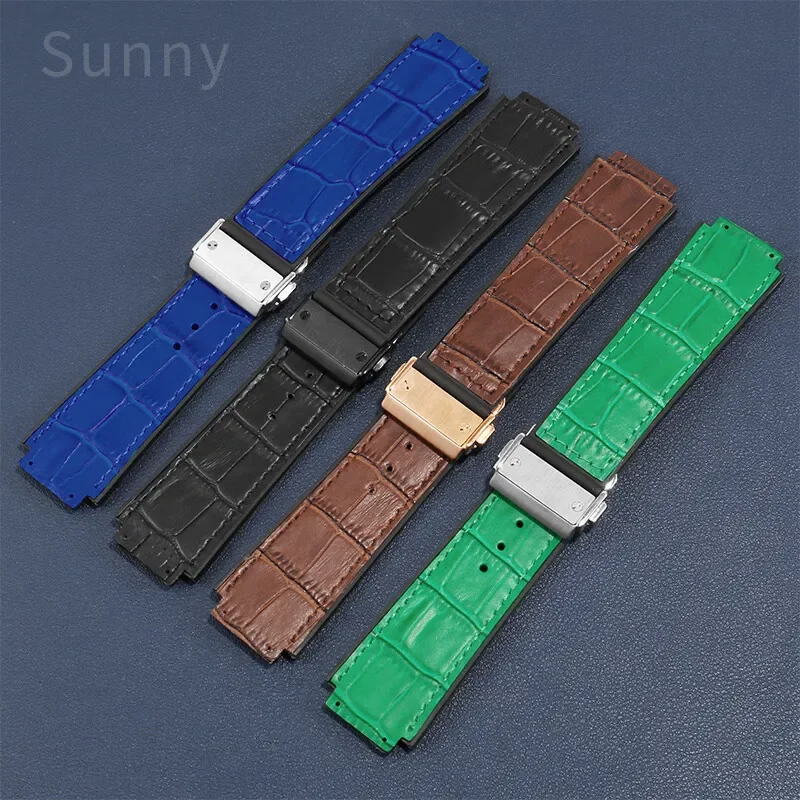 For Hublot Yubo Watchbands Big Bang Classic Fusion High Quality Leather Silicone Underskin Brown Black 19mm Durable Watch Strap