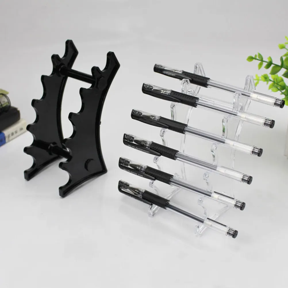 

2pcs 6-Slots Plastic Makeup Brush Drying Rack Compact Horizontal Pen Display Stand Organizer Holder For Eyeliner Eyebrow Pens