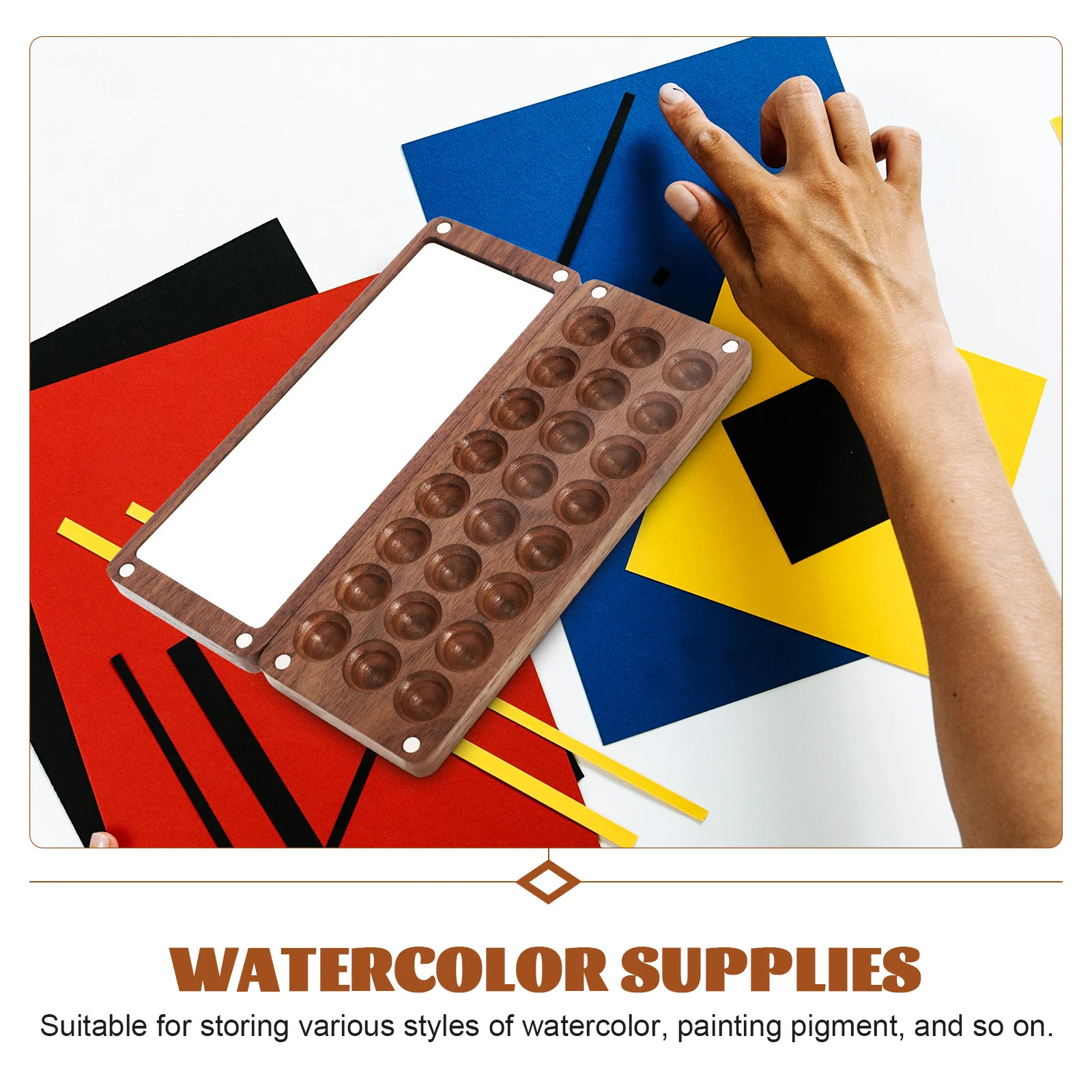 

Wooden Watercolor Pigment Box Durable Storage Case Premium Material Round Corners Scratch Resistant Lid Keeps Paints Fresh Art