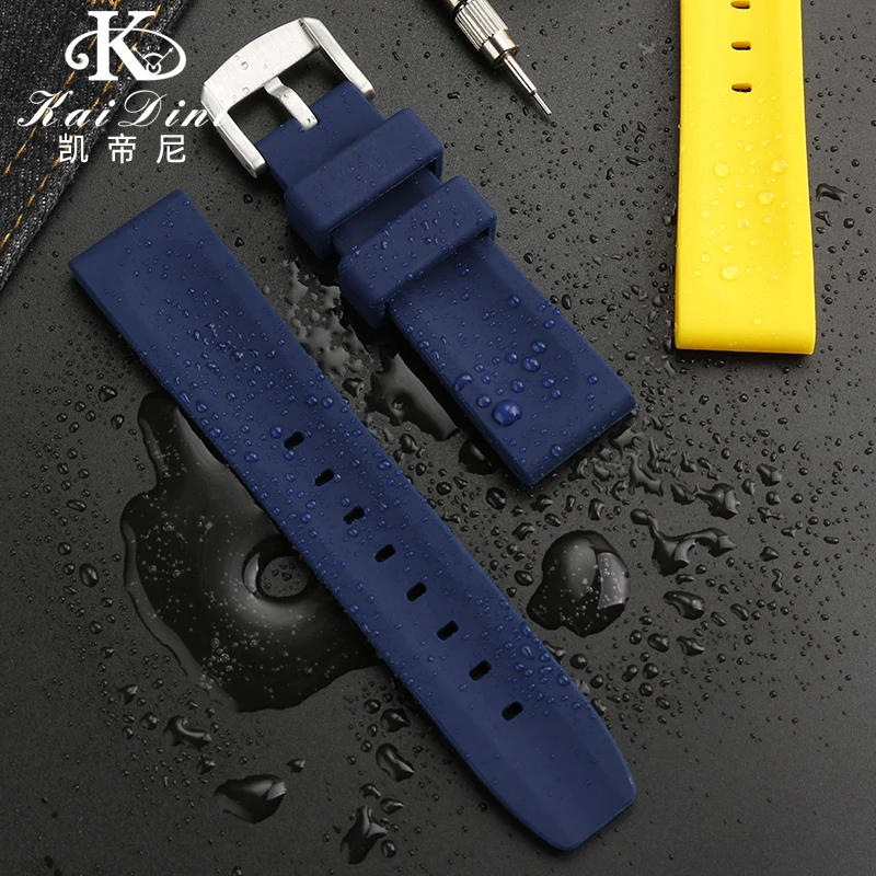 Pulseira de silicone macio 22mm para breitling pulseira avenger challenger lobo amarelo super oceano cultura pulseira masculina