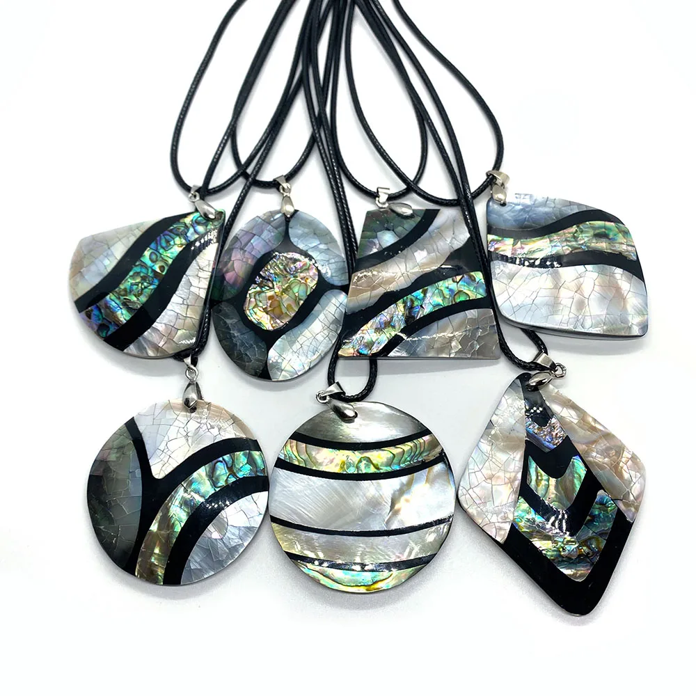 Exquisite Natural Shell Pendant with Mother-of-pearl Stitched Abalone To Make Jewelry DIY Necklace Accessories Size 33x50mm