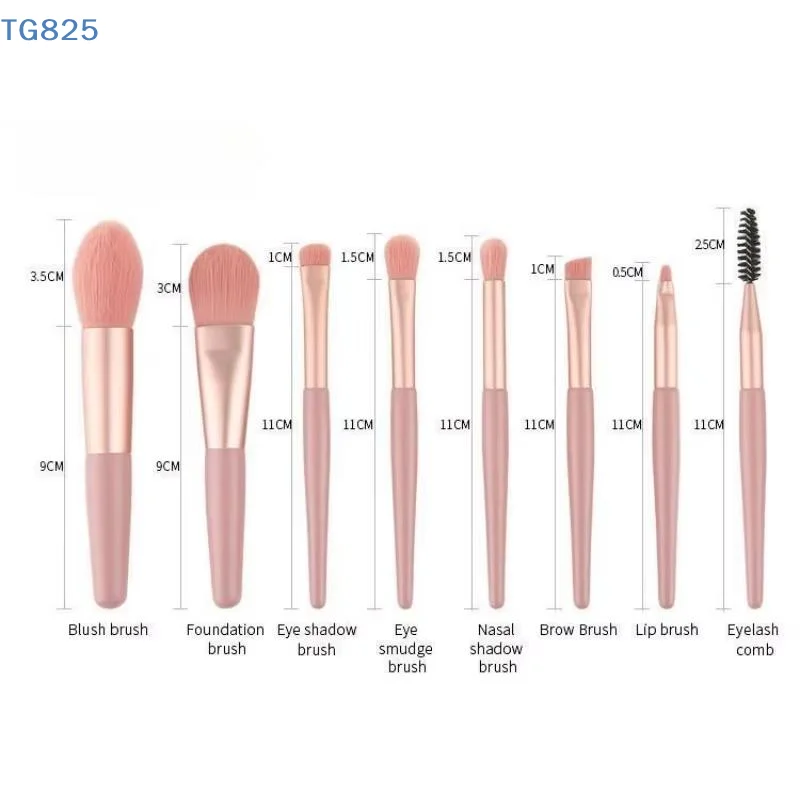 【AN】【SA】8PCS Premium Professional Makeup Brush Set Soft Synthetic Bristles Portable PU Case For Daily Use And Beauty Enthusiasts