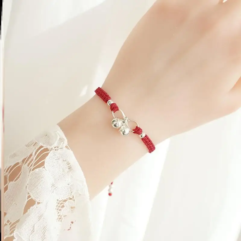 bell bracelet women's red rope black rope wine red rope recruit peach student girlfriend simple braceletS Valentine's Day