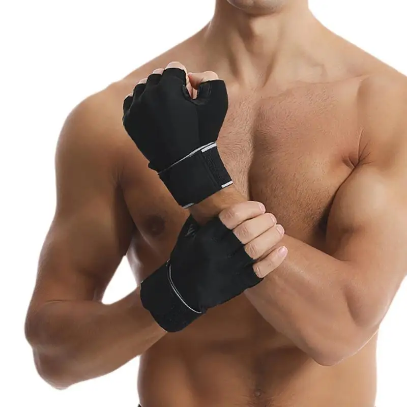 Exercise Gloves Adjustable Fingerless Exercise Gloves Gym Hand Gloves With Excellent Grip & Palm Protection For Weightlifting