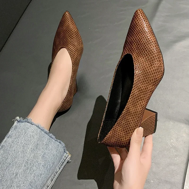 Sexy Pointed Toe Women Shoes Designer High Heels Retro Fad Leather Shoes 2024 Trend New Luxury Party Pumps Shallow Zapatos Mujer