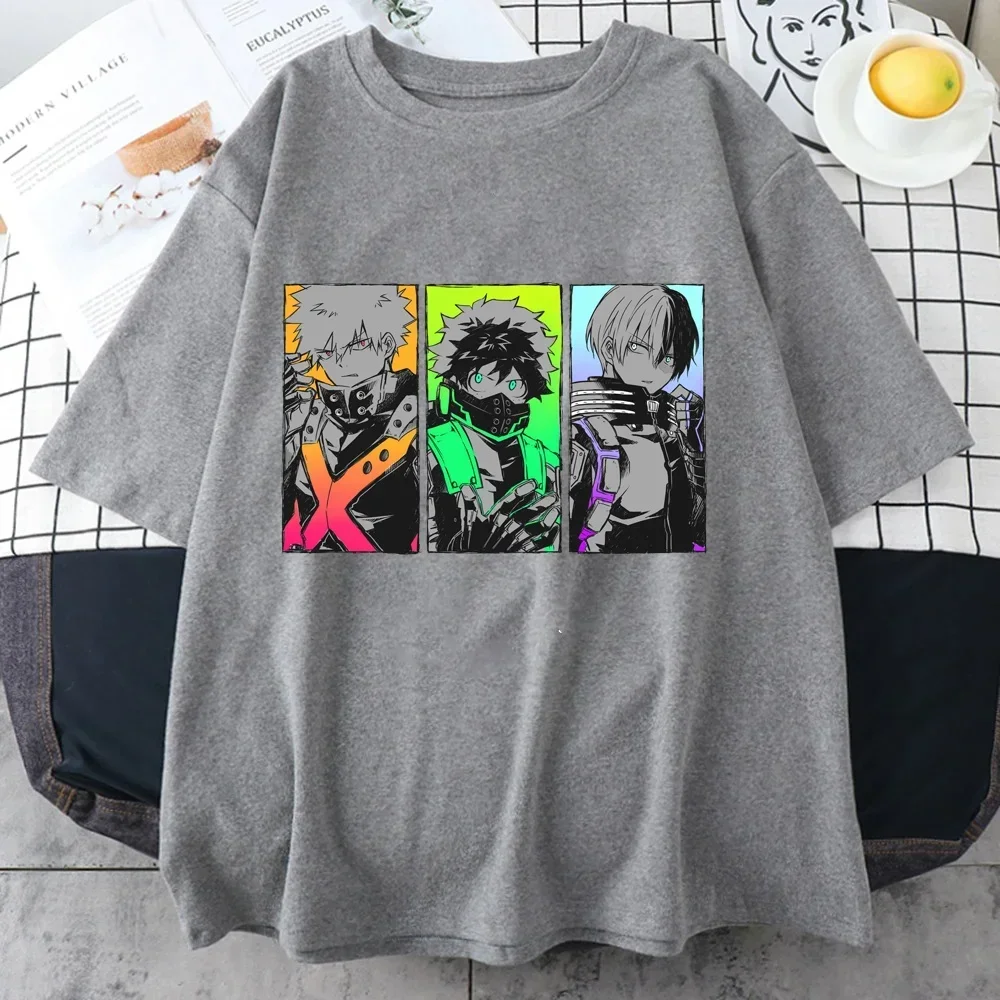 New Deku Bakugou Katsuki Todoroki Shoto Graphic Print Cool T-Shirt Crew Neck Loose Short Sleeve Tops