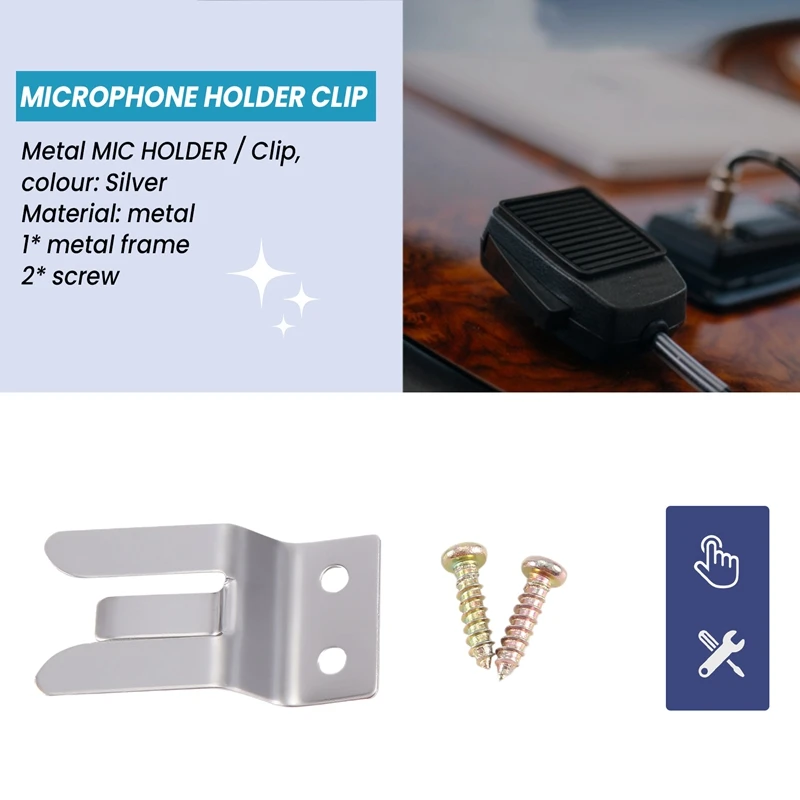 Metal MIC HOLDER / Clip - Screw In for CB / Ham Radio - MH2-A25R
