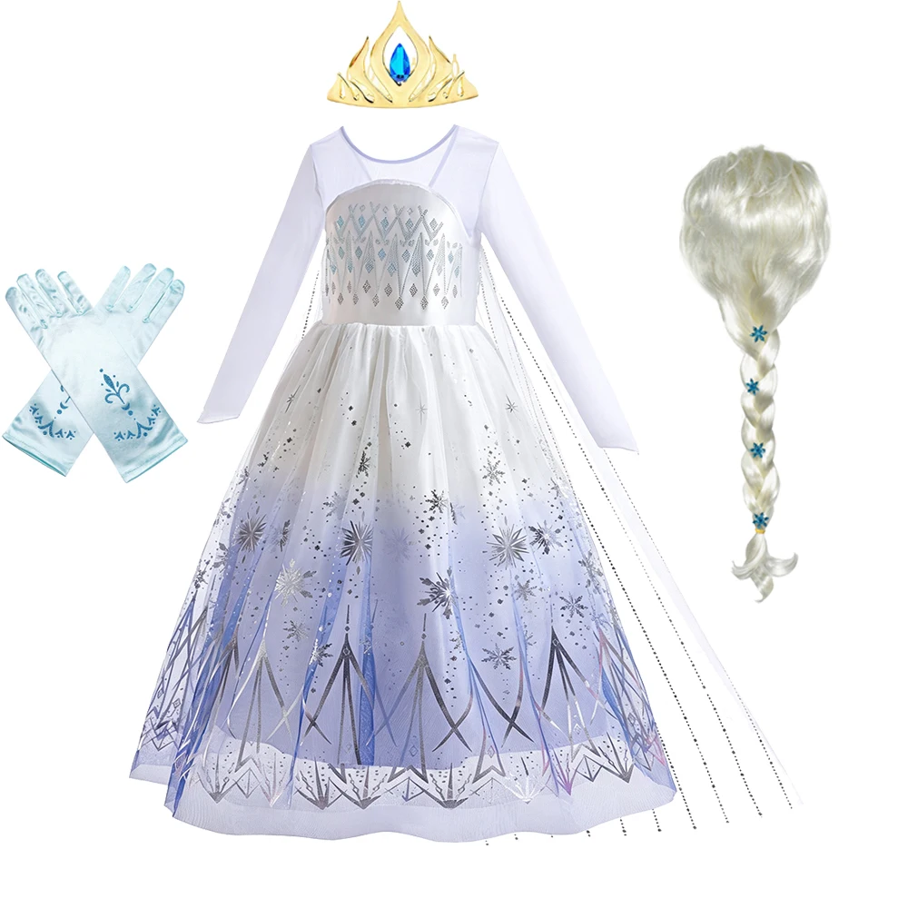 White Elsa Dresses Girls Birthday Party Cosplay Princess Costume Carnival Party Evening Gown Kids Clothing view 5