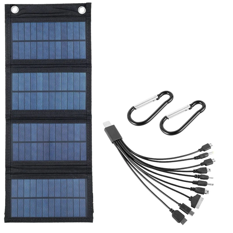 【Must-Haves】Foldable Solar Panel Charger Portable Battery For Cell Phone Outdoor Waterproof Power Bank For Camping Accessories