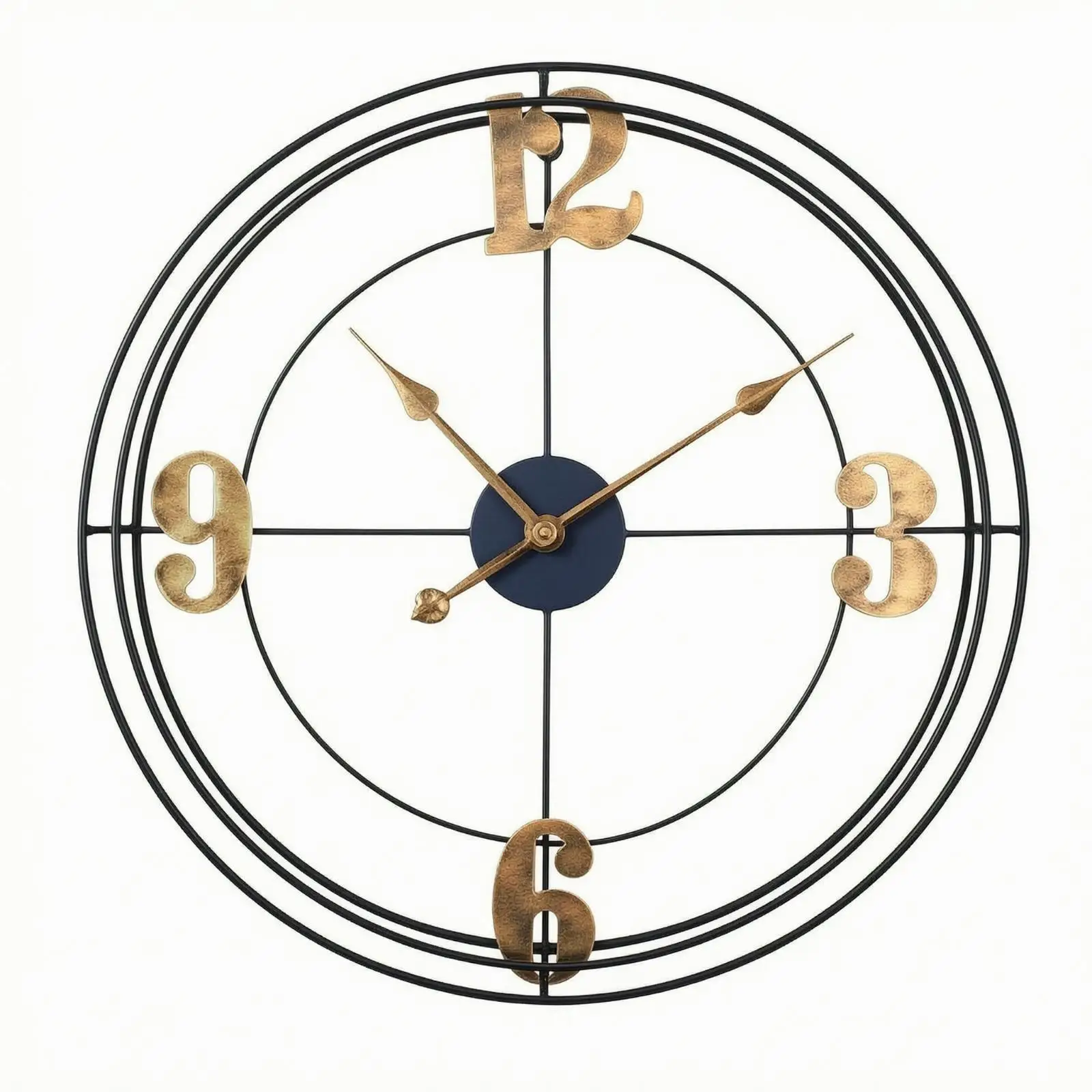 Modern Metal Openwork Wall Clock Silent Sweeping Analog Design for Living Room Home Decor