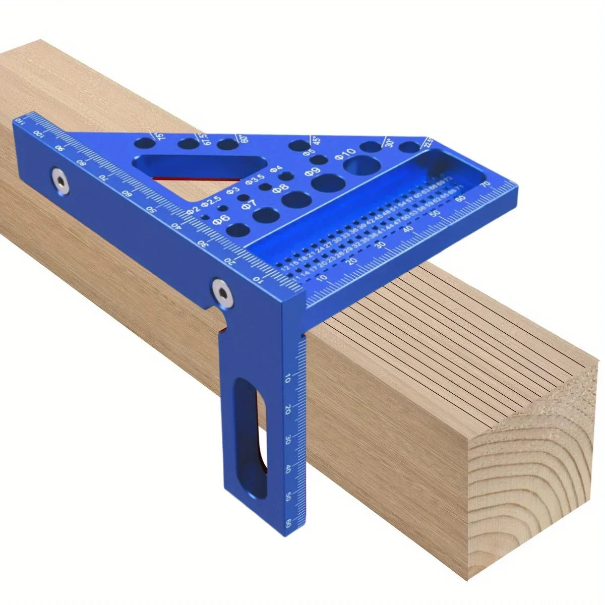 Woodworking Square Protractor, Woodworking Square with Dowel Pins,Aluminum Alloy Miter Triangular Ruler,Angler Scriber