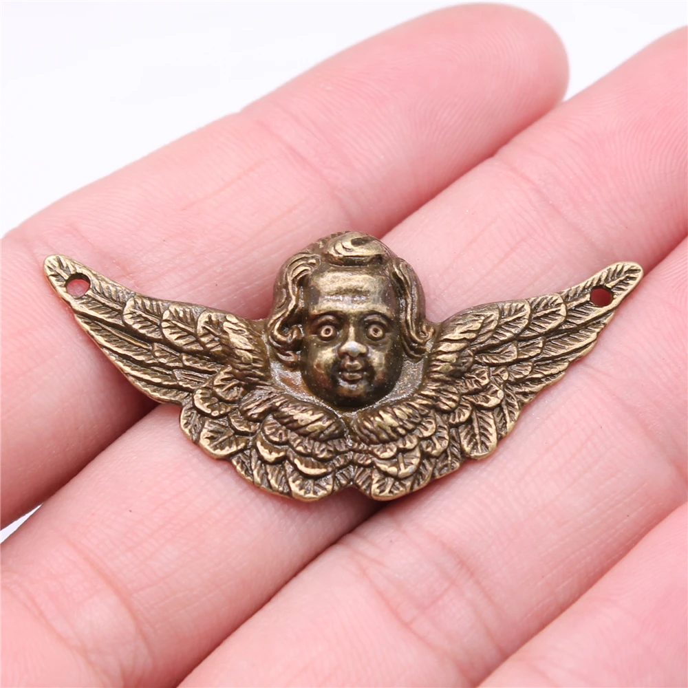 WYSIWYG 5pcs Charms Angel Cupid 50x23mm Handmade Craft Pendant Making Fit Vintage Tibetan Silver Color For Bracelet Necklace