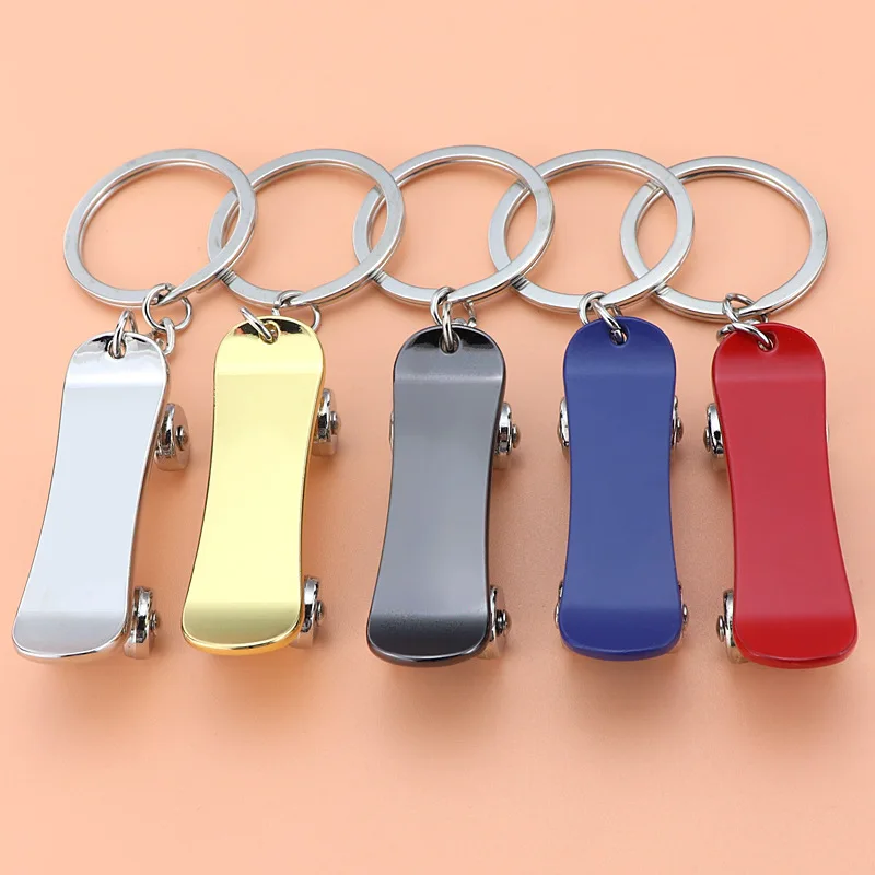 Creative Fingertip Scooter Keychain Stainless Steel Car Key Ring Charms Finger Skateboard Decompress Toy Gift Keychain