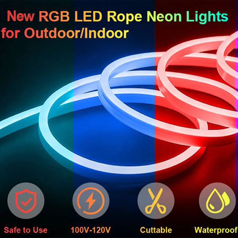 RGB LED Neon Light  Flexible Strip Waterproof Silicone Lights 5/10/15M 108leds with App Remote Control Room Backlight Decoration