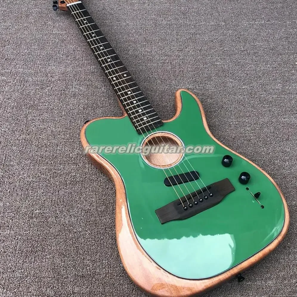 Custom Shop Multi Color Acoust Semi Hollow Body Electric Guitar Polyester Satin Urethane Finish, Spurce Top, Deep C Neck