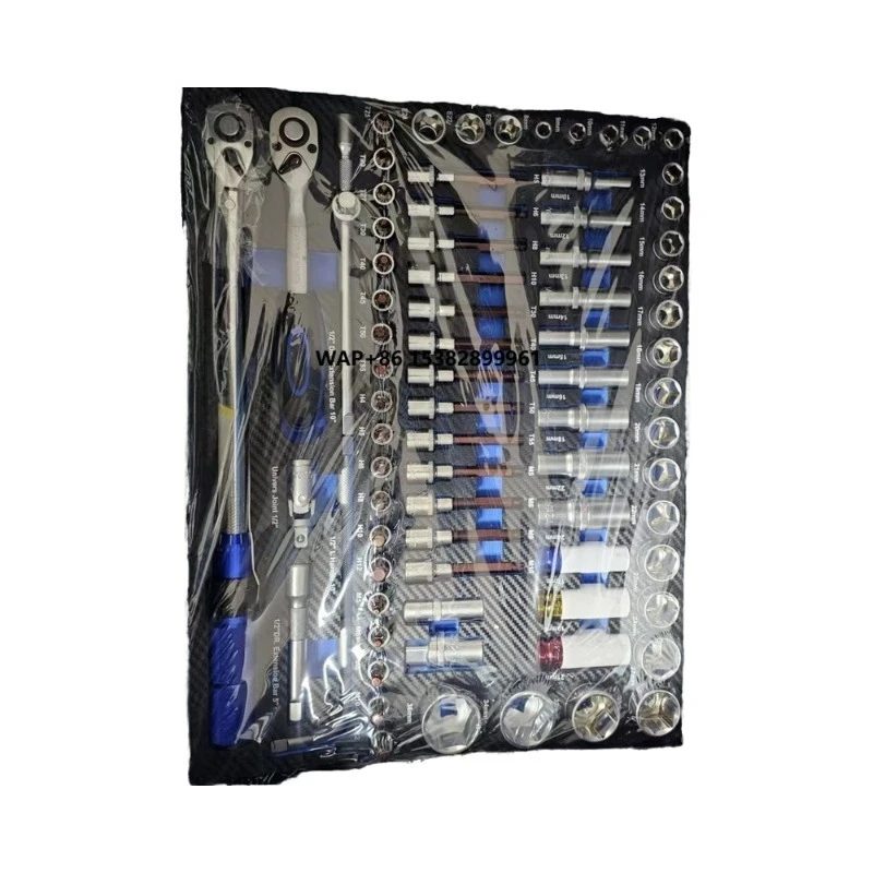 424pcs Auto Repair Tool Set for Including Wrenches Pliers Sockets Knives Tape All Made Steel CrV Aluminium Hard Case