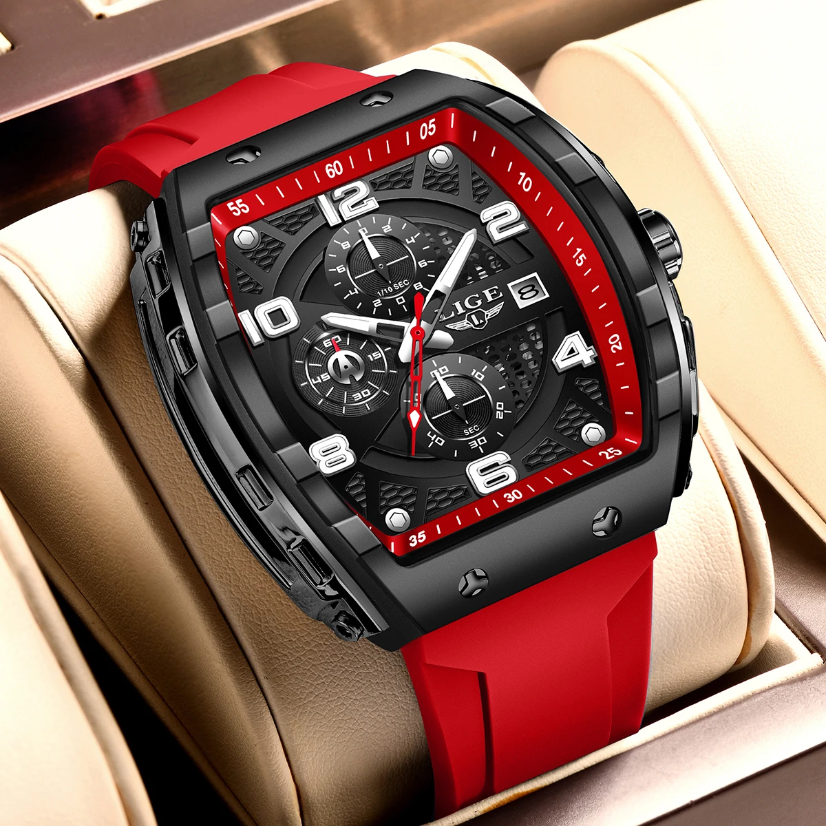 

LIGE Watches Gift For Men 2026 new luminous quartz wristwatch calendar silicone male watch military watches men reloj hommes+BOX