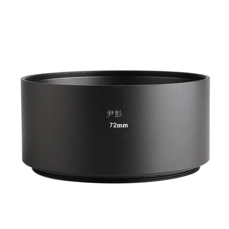 72mm Metal Lens Hood, Aluminum Screw-in Straight Cylindrical Lens Hood for Medium Telephoto Lens Sun Shade Cover