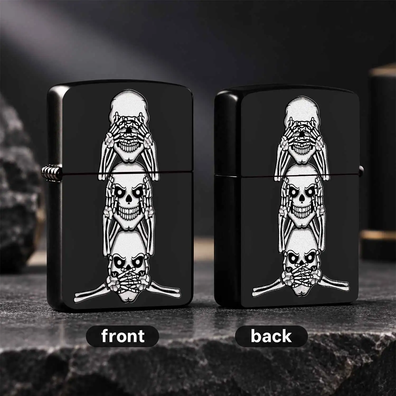 Creative Retro Three Wise Skeleton Vertical Lighter, Cool Fun Stacked Bone Design, Portable Versatile Accessory For All Scenarios, Unique Artistic Decorative Gift With Retro Halftone Style, Eye-Catching Novelty Daily C A Humorous And Intere