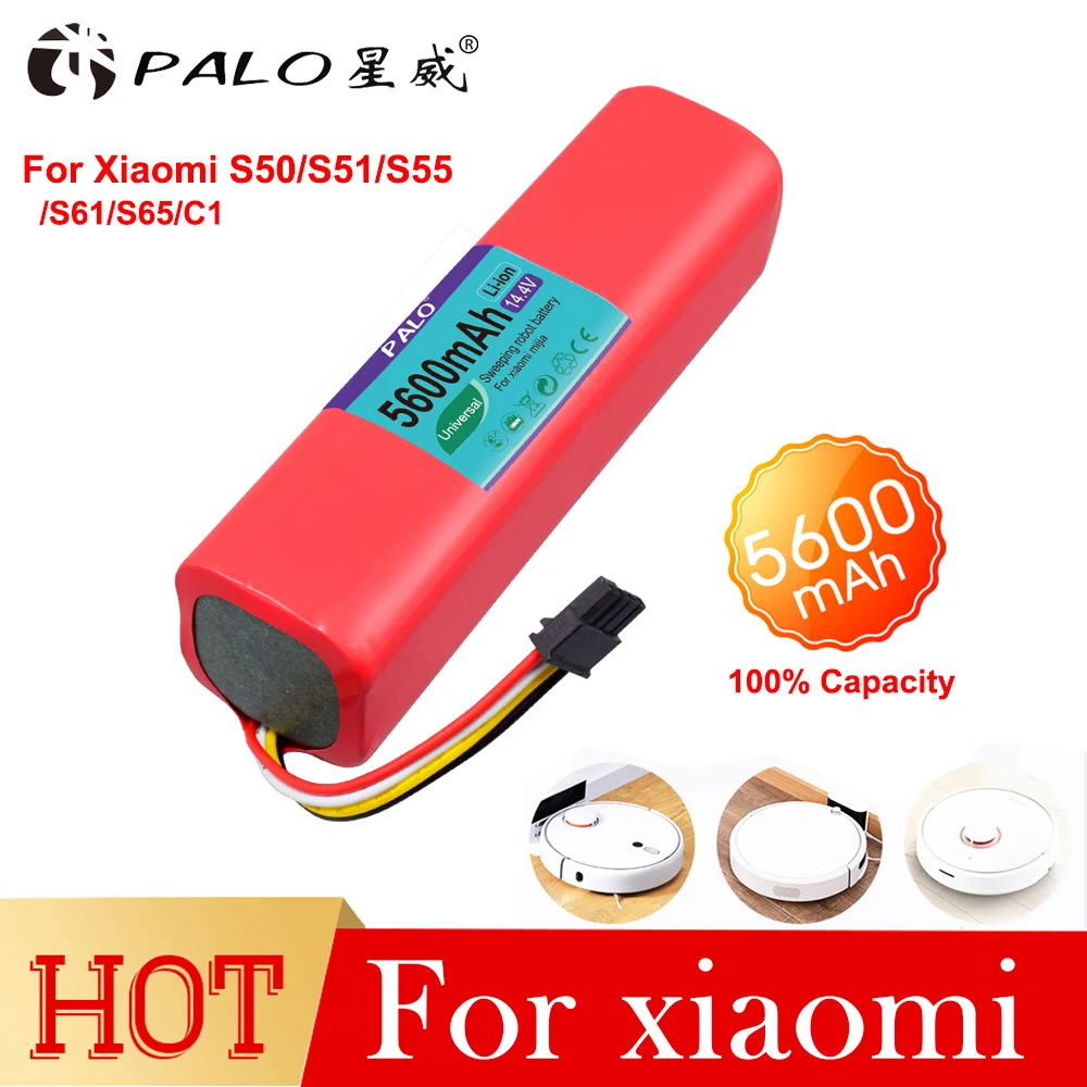 

PALO 14.4V 5600mAh Robotic Vacuum Cleaner Replacement Battery for Xiaomi Roborock C10 S55 S60 S65 S50 S51 S5 MAX S6 Parts