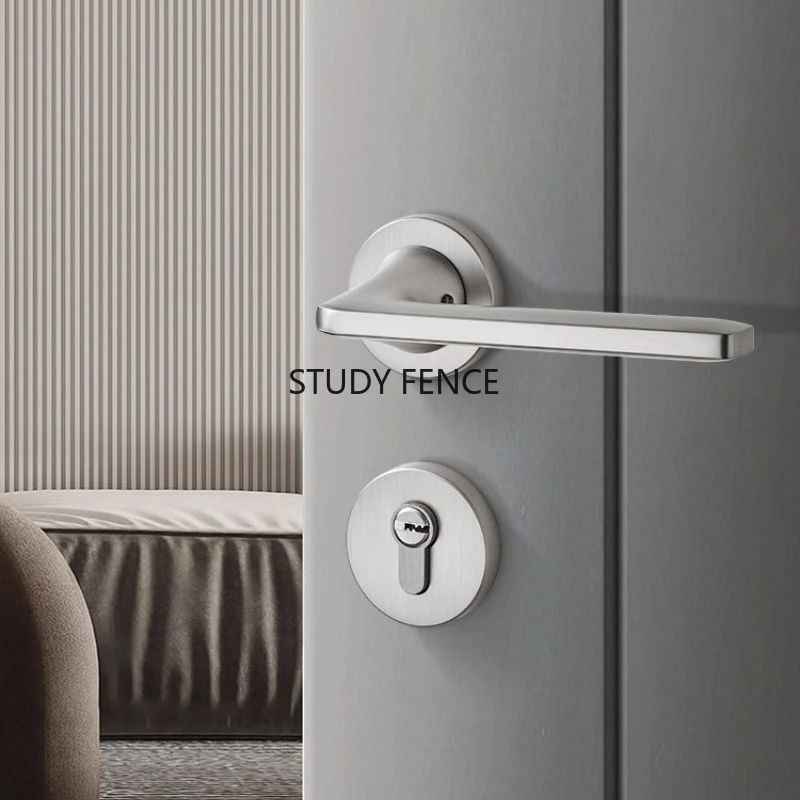 

Zinc Alloy Bedroom Door Lock Indoor Wooden Door Silent Lock Nickel Brushed Split Lock Household Hardware Accessories with Keys