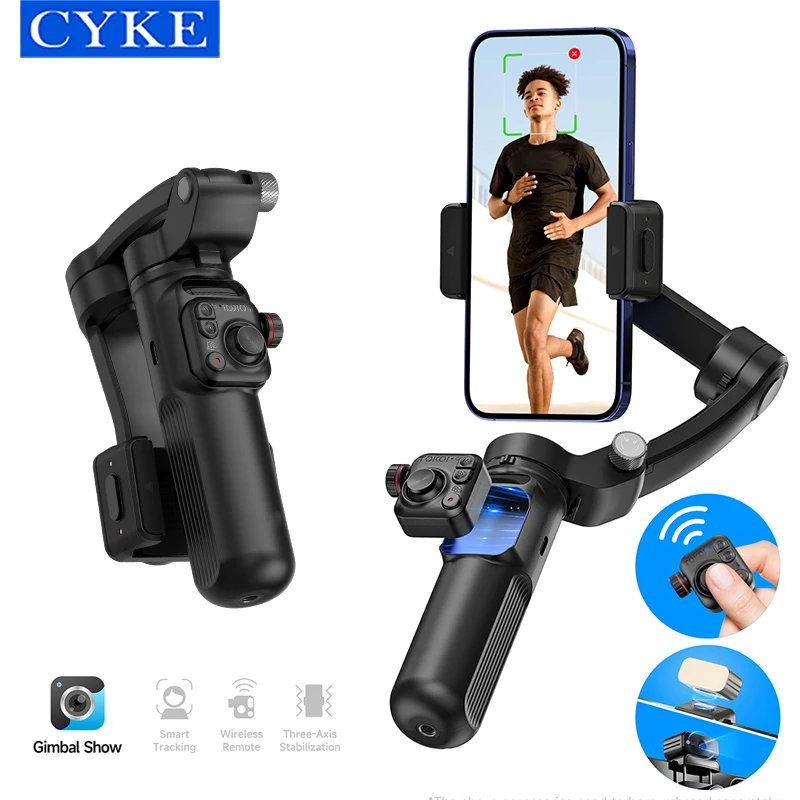 CYKE M02 3-Axis Handheld Gimbal Stabilizer Cell Phone Selfie Tripod with Detachable Remote for iPhone Android Smartphone