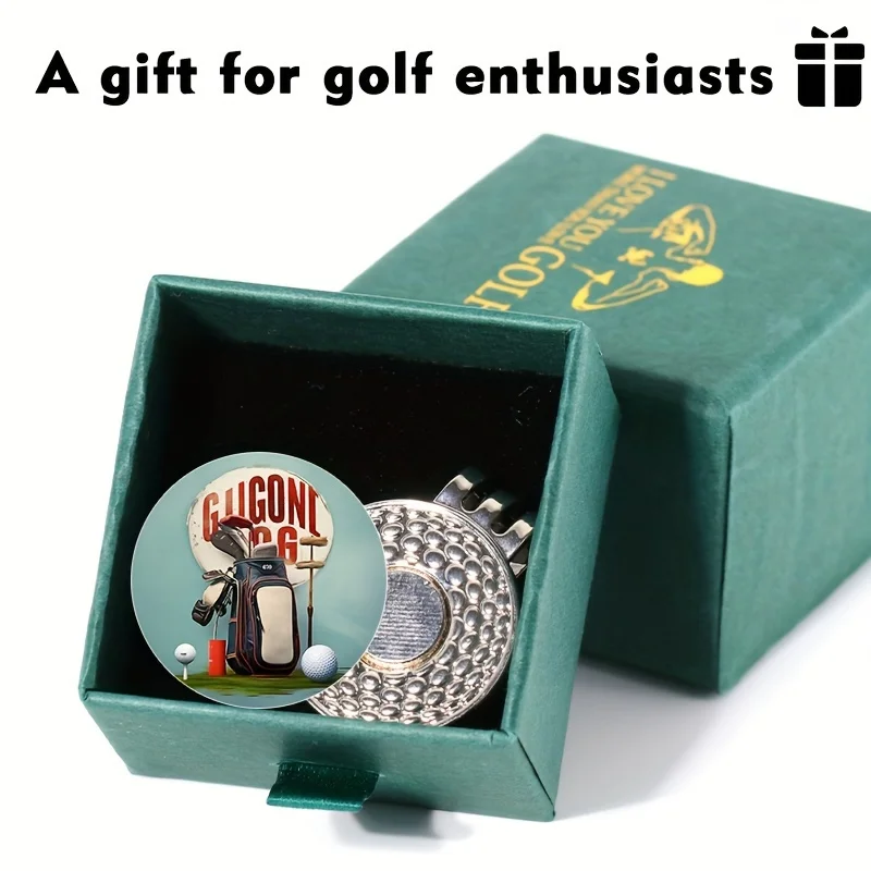 Golf Ball Marker Paramagnetism Impermeable 25mm Gift Box Markers for Putting Green Novelty Hat Clip Sports and Entertainment