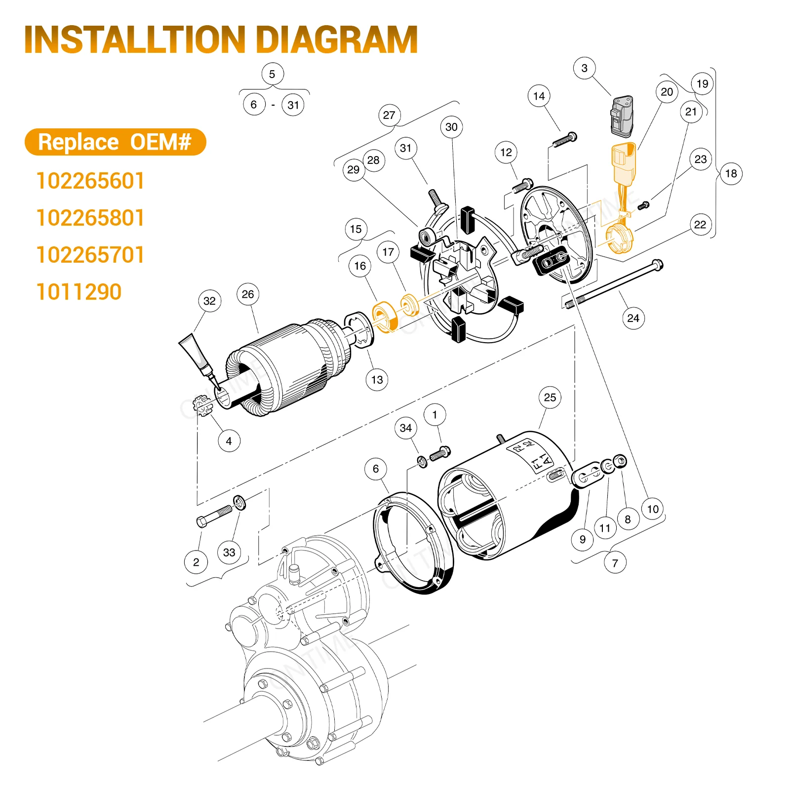 Xe Golf Cảm Biến Tốc Độ Và Địa Nam Châm Bộ Dụng Cụ Cho Câu Lạc Bộ Xe DS & Tiền Lệ (IQ) các Dòng Máy Có Địa Động Cơ OEM 102265601 102265801