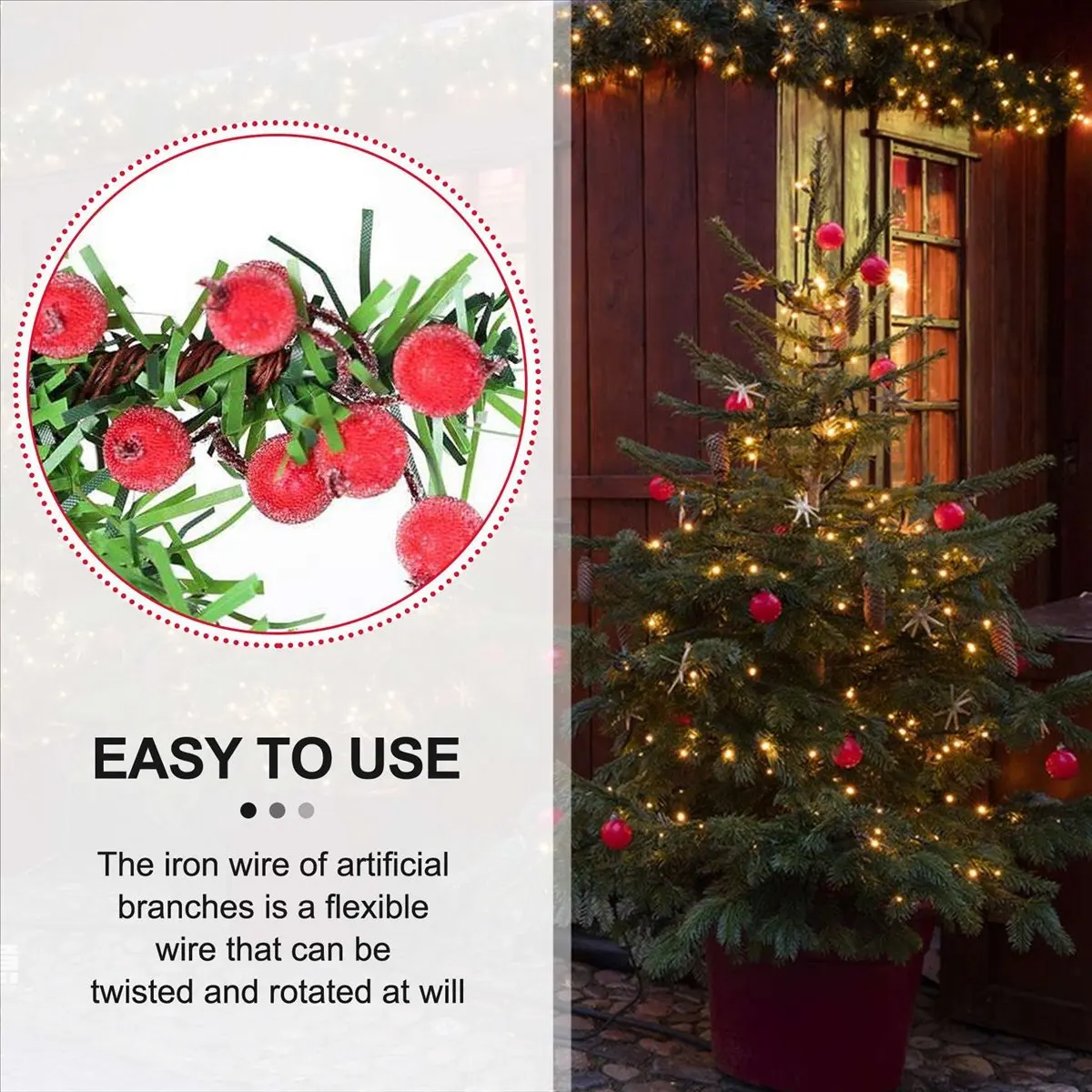 ABJA 320 Artificial Frosted Red Holly Berries Mini Christmas Fruit Berry Flower for Christmas Tree Decoration Garland Making