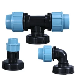 Adaptador de tanque IBC, accesorios de agua de rosca gruesa de 1 ''1/2'' 3/4 '', codo de salida recta de manguera, conector en T de plástico para jardín y hogar, 1 ud.