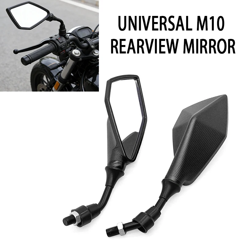 

2Pcs Motorcycle Mirrors Red M10 ABS Motorcycle Rearview Mirrors Scooter E-Bike ATV Dirt Bike Rear View Mirrors HD Side Mirror