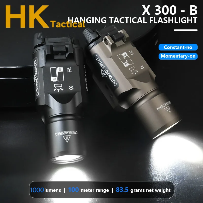 

Тактический металлический фонарик SF X300-B X300B X300, 1000 лм, светодиодный белый свет, стробоскоп, охотничье оружие, подвесной фонарь для разведки, подходит для рейки 20 мм