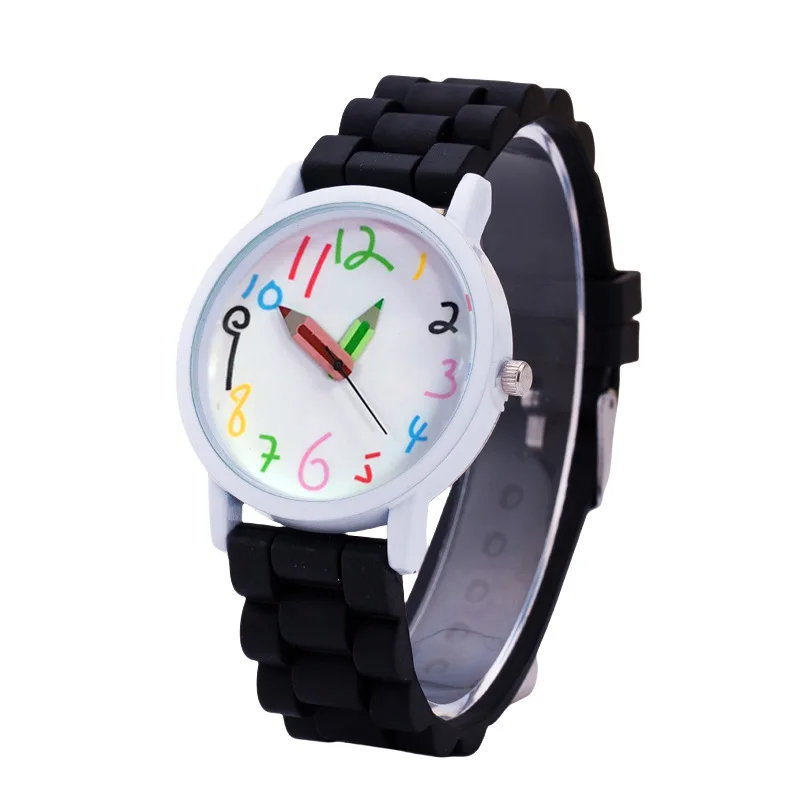 Women Watch Fashion Simple Pencil Design Digital Quartz Watches Casual Jelly Multicolour Silicone Ladies Clock Dress Wristwatch