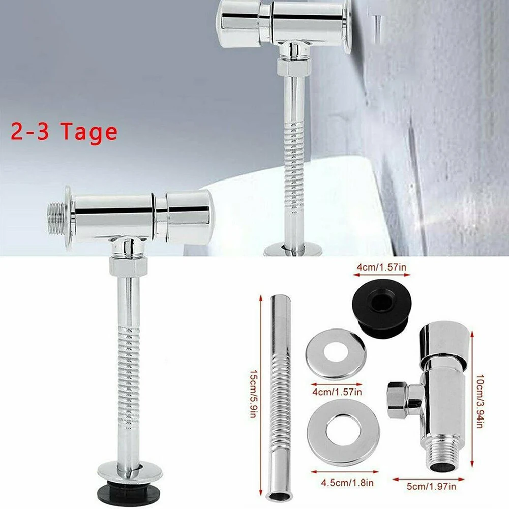 1PCS Flush Valve With Accessories Silvery Urinal Pressure Flush Toilet Urinal Exposed 1/2\