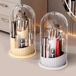 180 Rotating Transparent Cosmetic Storage Box Large Capacity Desktop Makeup Organizer Bathroom Rack With Lid Student Pen Holder