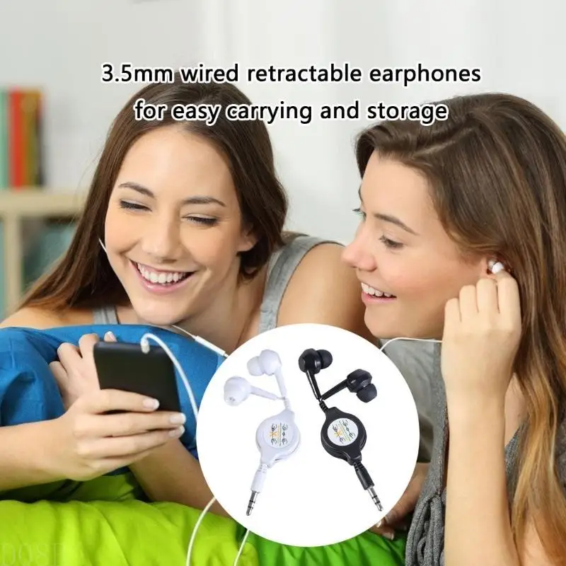 D08B Retractable 3.5mm Headphones Cable For Smartphones Tablets Computers Accessories