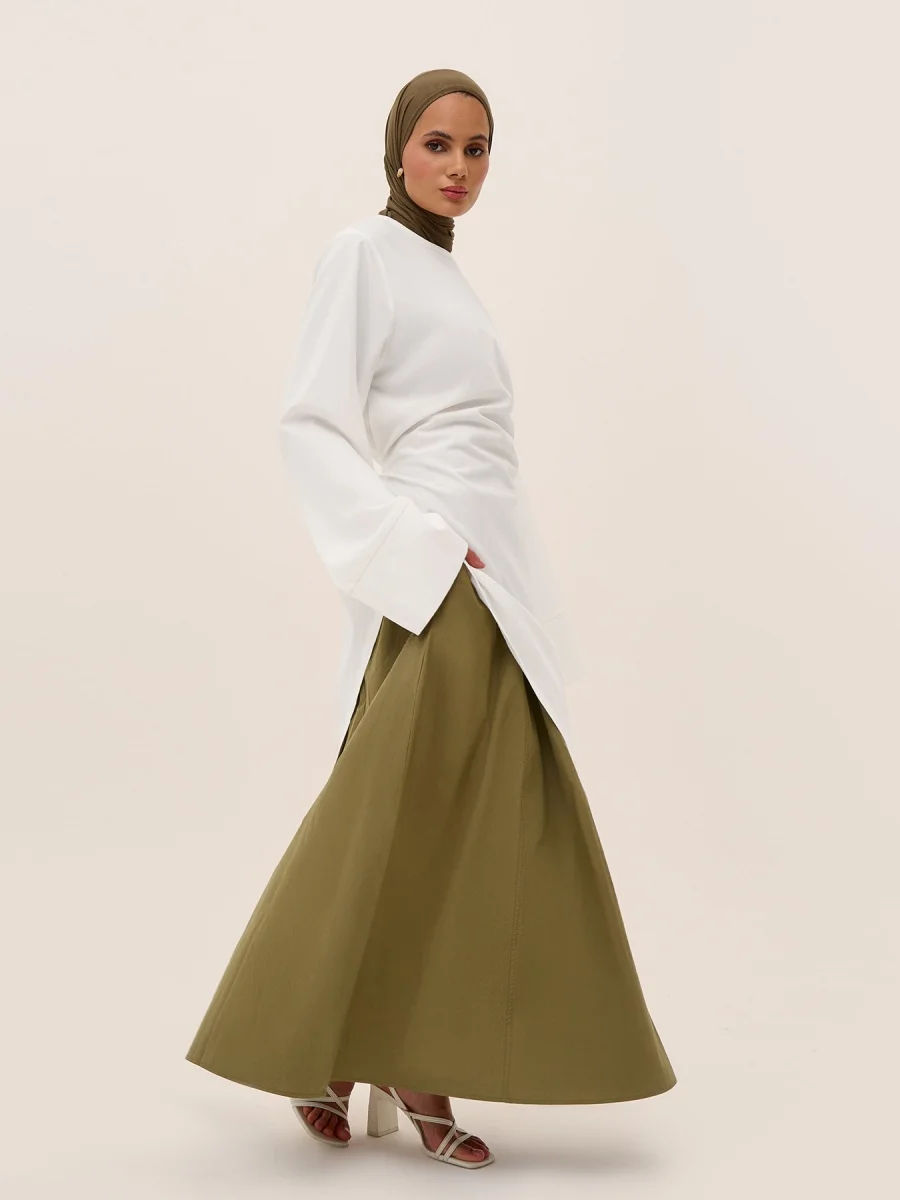 عبايات دبي العربية الإسلامية في الشرق الأوسط للنساء مع تنورة مكونة من قطعتين، رداء قفطان رمضان متواضع، ملابس نسائية إسلامية